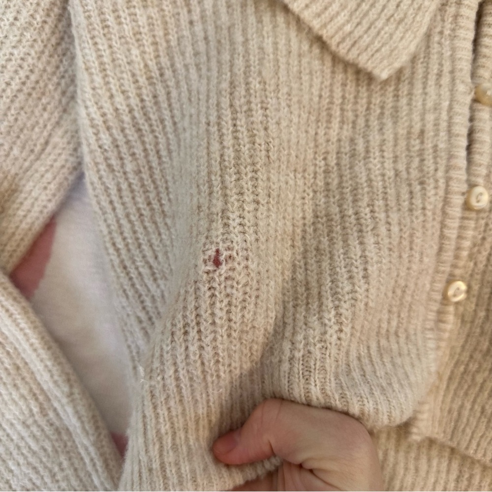 Women's Ruffled Beige Sweater - Picture 2 of 3